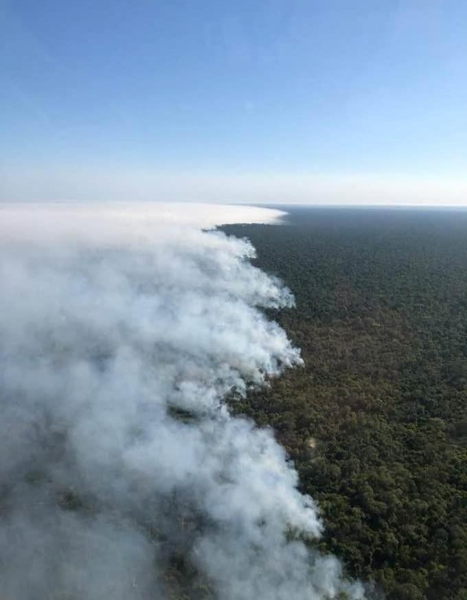 Columns of smoke from a fire in the Alto Xingu region on the weekend of September 6.