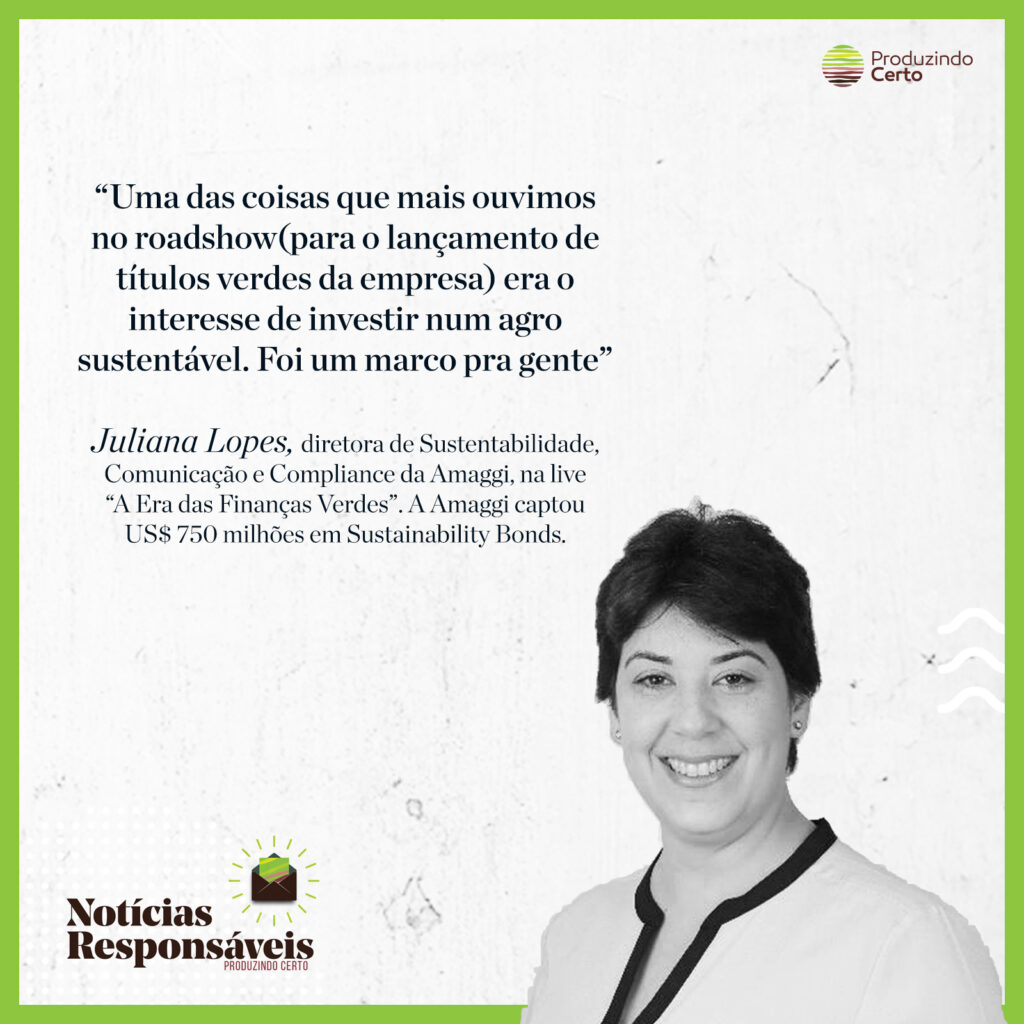 Juliana Lopes, diretora de Sustentabilidade, Comunicação e Compliance da Amaggi, na live Vozes Responsáveis: "A Era das Finanças Verdes"